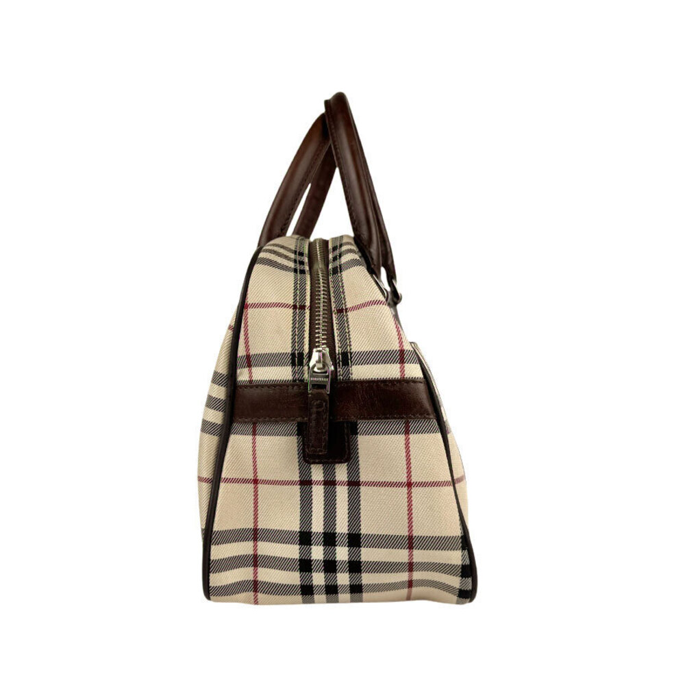 Burberry canvas brown handbag leather beige Brown Tan